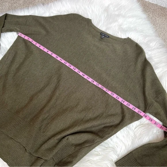 Eileen Fisher Olive Green Boxy High Low Sweater - Picture 5 of 9